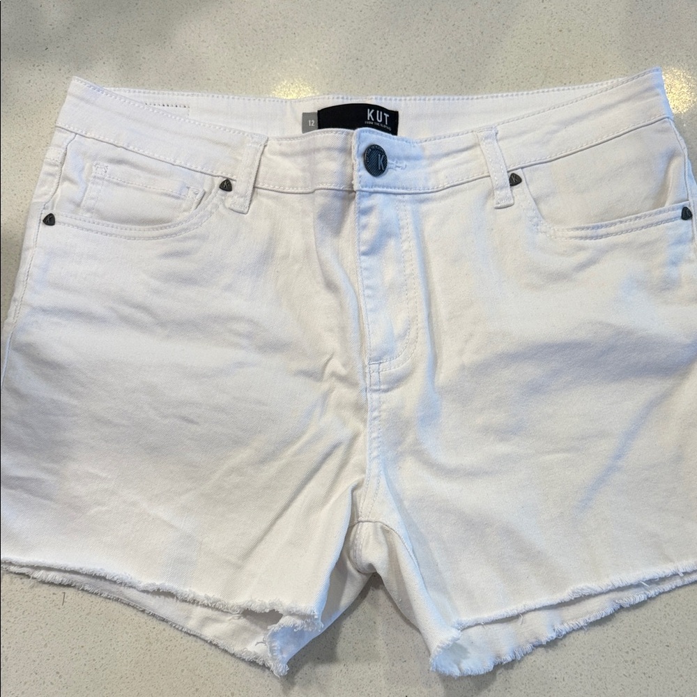Kut from the Kloth White Denim Jean Shorts